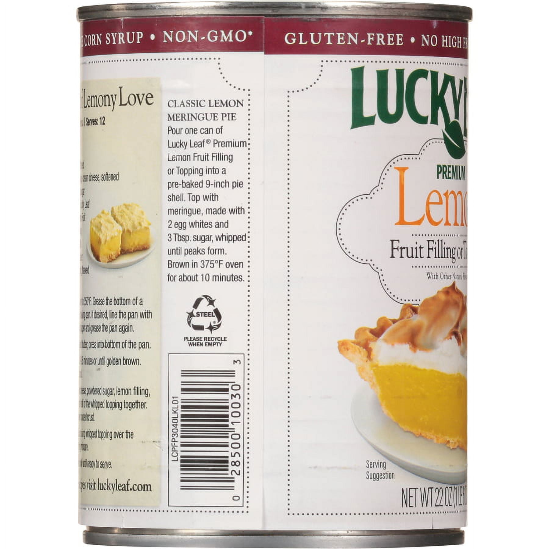 (4 pack) Lucky Leaf Premium Lemon Fruit Filling or Topping, 22oz Can