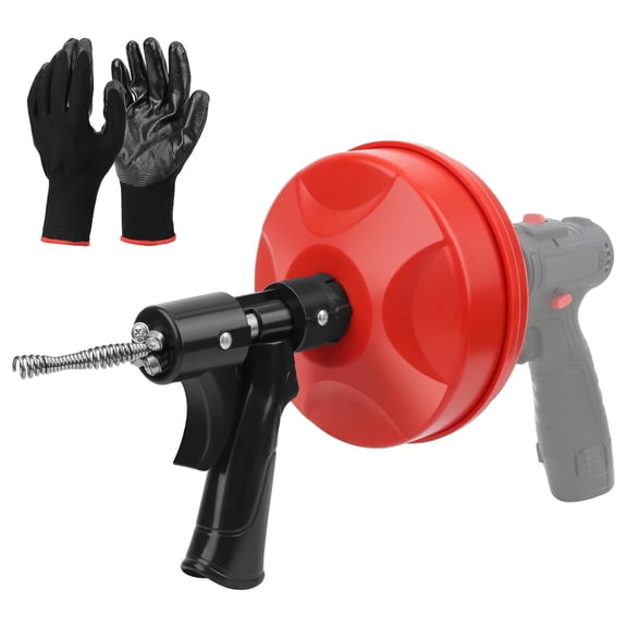 Drain Cleaner Auger, Drain Auger with Drill Adapter, 25 ft Flexible Plumbing Snake with Gloves, Manually or Powered