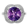 thumbnail image 5 of Sterling Silver Rhodium-plated Checker-Cut Amethyst Ring, 5 of 6