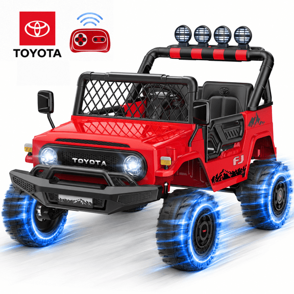 24V 800W Ride on Toys, Licensed Toyota FJ Ride on Cars with Remote Control, 4WD Power Car Wheels for Big Kids Boys Girls, 2 Seater Electric Car, Music, LED Light, Red