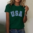thumbnail image 2 of TSADFHJI Hauts à Manches Longues pour Femmes Décontracté Imprimé Lettrage Usa Col Rond Manches Courtes T-Shirt Polyvalent m Vert, 2 of 4
