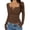 Coffee, variant on Women's V Neck Ribbed Knit Top Long Sleeve Henley Neckline Slim Fit Casual Basic Solid Color T Shirt Elegant Everyday Essential