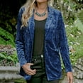 thumbnail image 4 of IROINID Veste Courte Confortable pour Femmes, Blazer à Col Cranté, Couleur Unie, Manches Longues, Bleu, 4 of 6