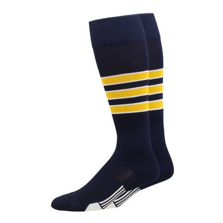 

Dugout 3 Stripe Baseball Socks (Navy/Gold/White X-Large)