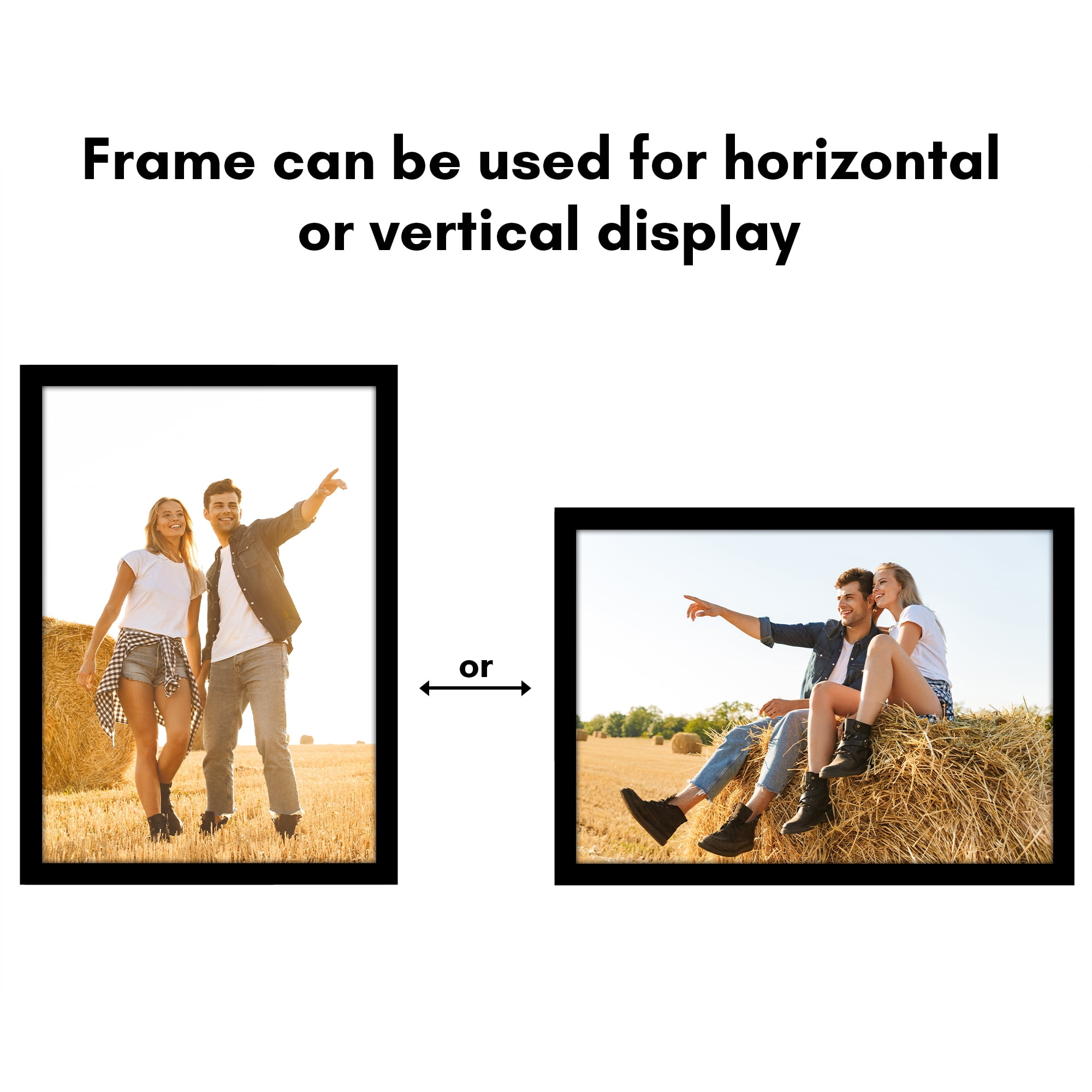 Americanflat 7x10 Picture Frame with Shatter-Resistant Glass Streamline Collection Thin Border Photo - Black