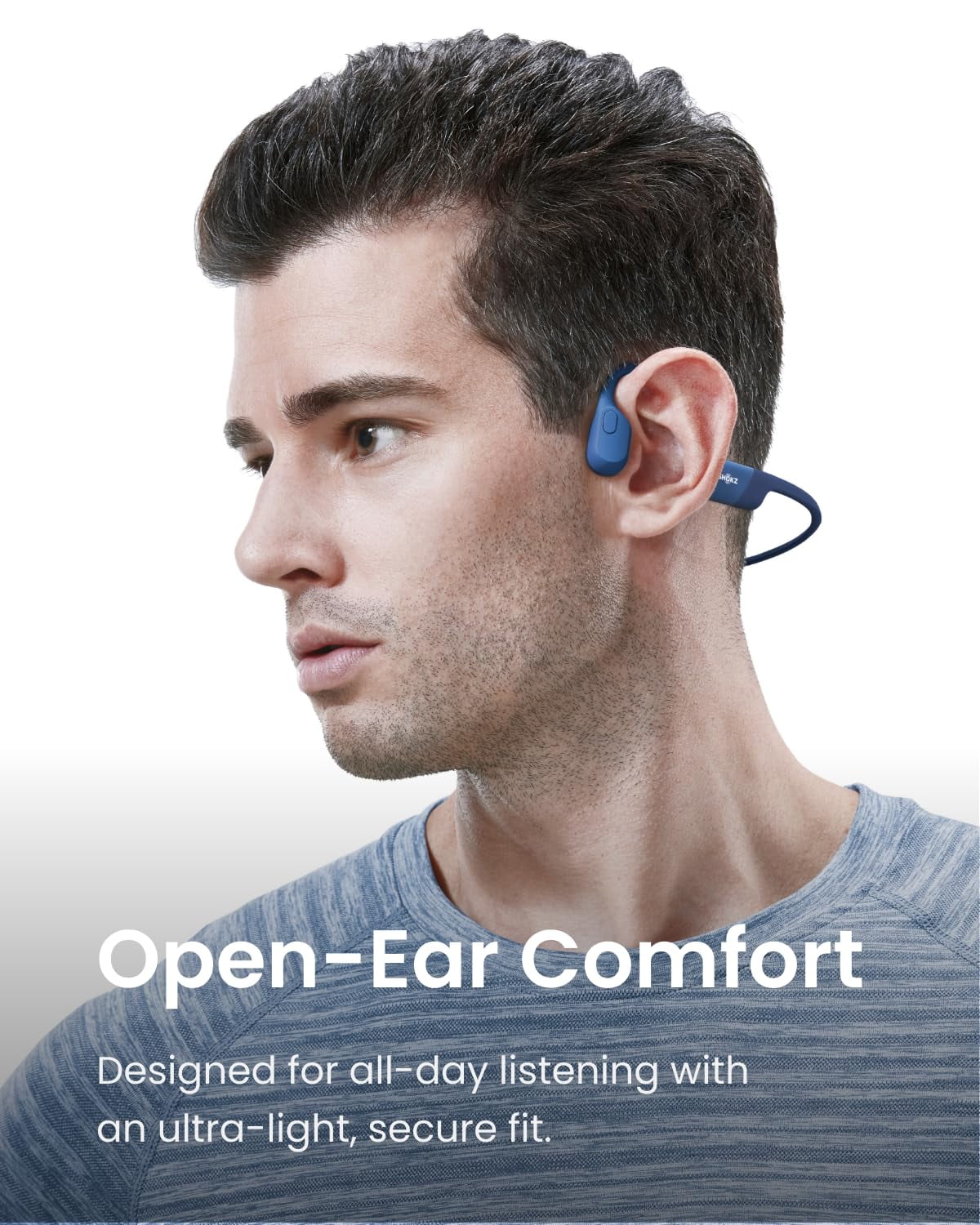 Restored Shokz OpenRun Bone Conduction Waterproof Bluetooth Headphones for Sports(Formerly Aeropex), Blue(Refurbished)