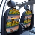 thumbnail image 3 of Gaeub Horse Sunflowers Print Anti-Kick Storage Mat for Car Seats 2 Pcs, Car Kick Mats with 3 Pocket Protector, Essential Car Seat Protector for Child Car Seat,Car Seat Protector, 3 of 8