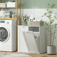 thumbnail image 2 of HOMCOM Tilt Out Laundry Hamper Cabinet with 2 Baskets and 2 Doors, White, 2 of 10
