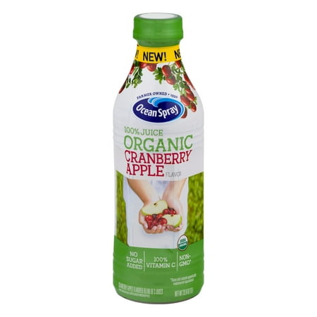 (8 Pack) Ocean Spray 100% Organic Juice, Cranberry Apple, 33.8 Fl Oz, 1