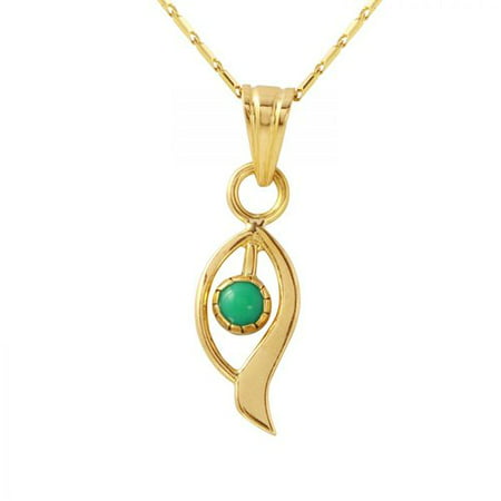 Ladies 0.08 Carat Synthetic Turquise 14K Yellow Gold Necklace