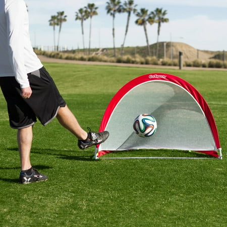 GoSports Portable Pop Up Soccer Goals for Backyard, Kids, and Adults, 4 Feet Wide, Set of 2 Nets with Agility Training Cones and Carrying Case