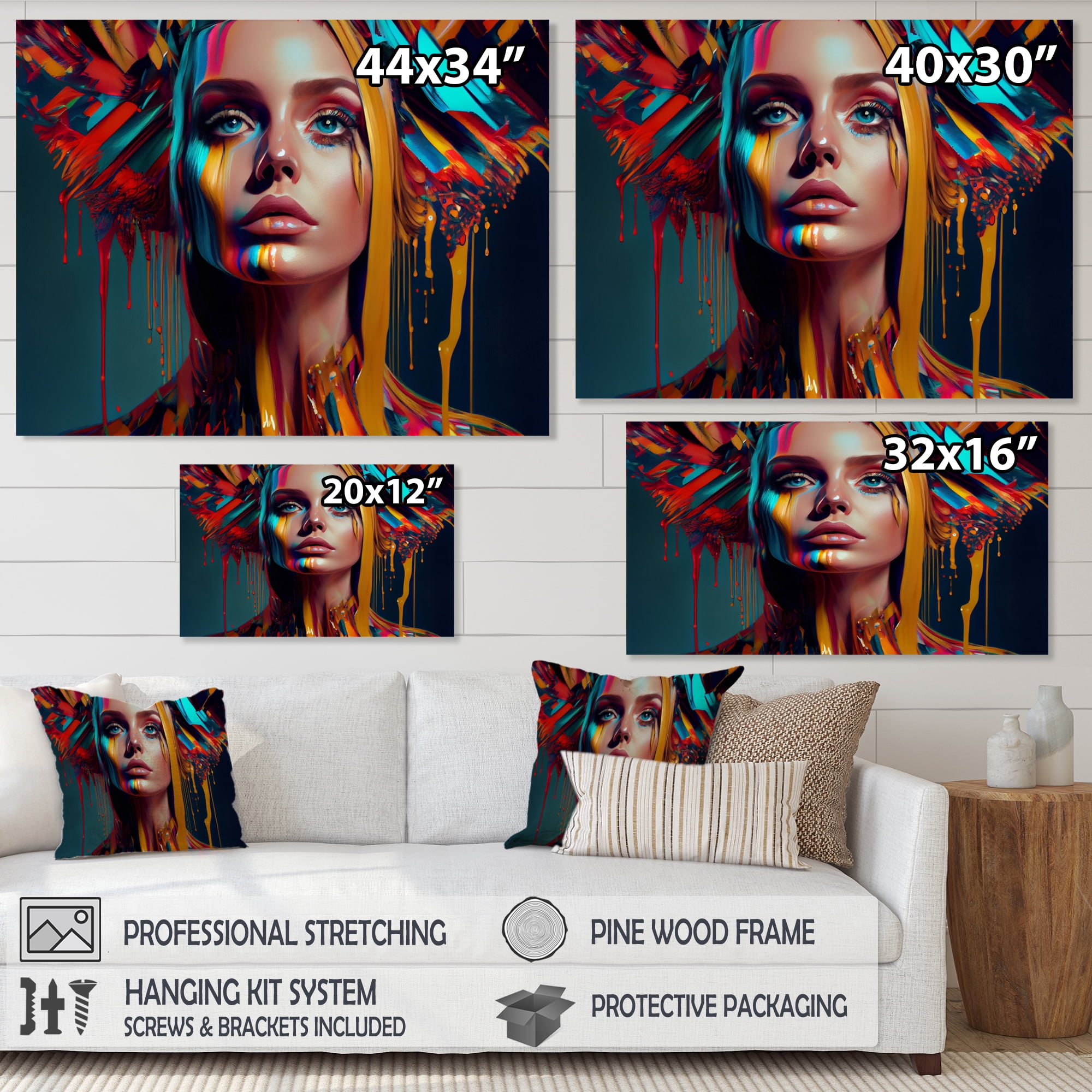Designart Vibrant Creative Woman Portrait II Canvas Wall Art