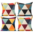 thumbnail image 1 of Automne 4-Pack Triangle Géométrique Coloré Coussin d'Extérieur Couvre Coussin 18x18 Jaune Bleu Noir Pourpre Rouge, 1 of 7
