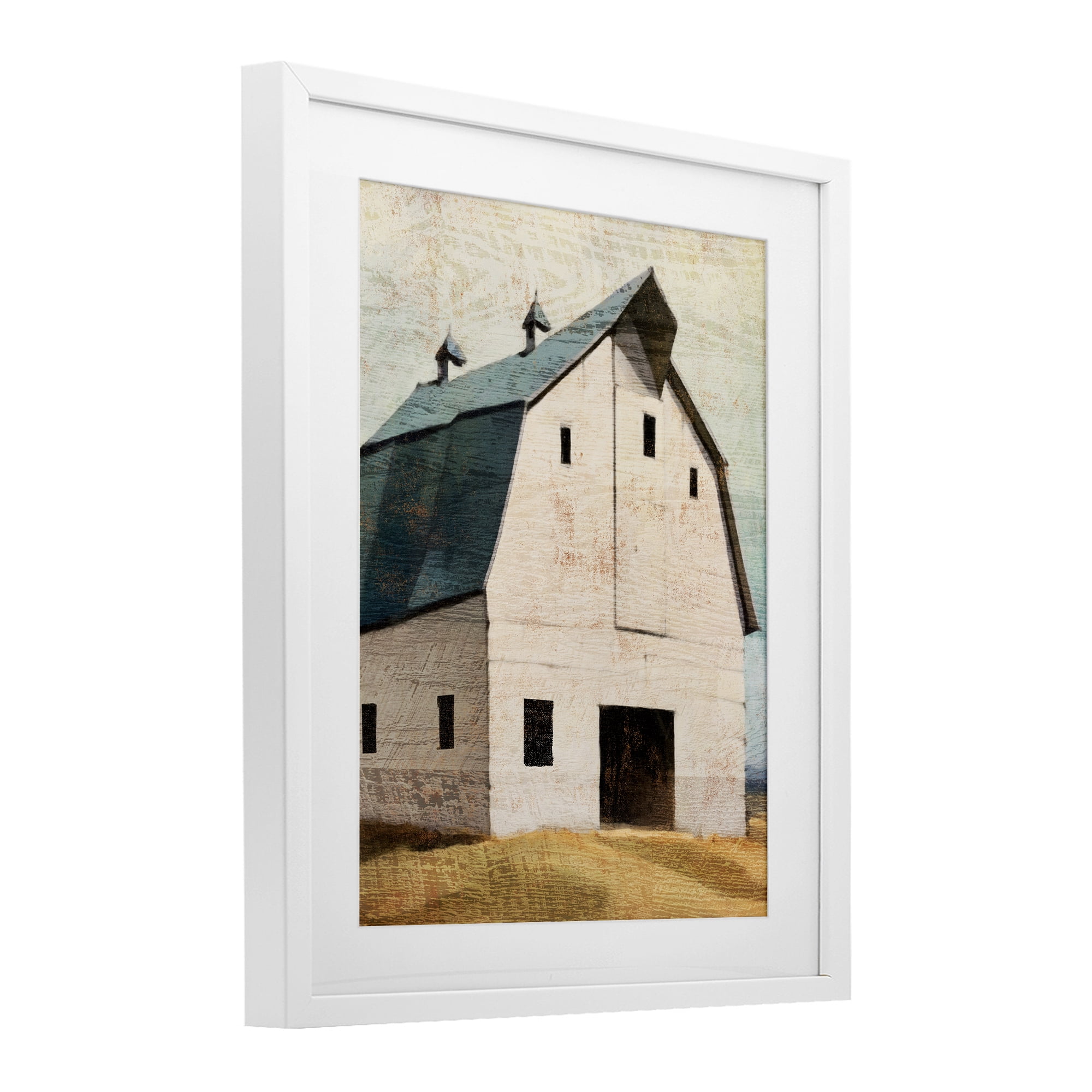 Stupell Industries Rustic Big Barn Blue White Framed Print Under Glass, design by Susan Jill