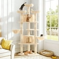 thumbnail image 2 of Amolife 73.6" Extra Large Corner Cat Tree, Fan-Shaped Tower with Scratching Posts & Condo House for Indoor Cats, Beige, 2 of 10