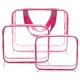 thumbnail image 1 of Los bolsos cosméticos del maquillaje 3pcs fijaron el Pvc claro impermeable con la manija de la cremallera, 1 of 5