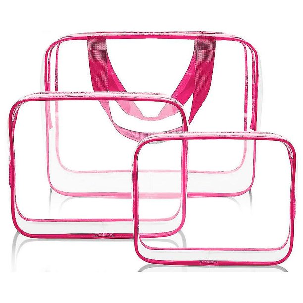 Los bolsos cosméticos del maquillaje 3pcs fijaron el Pvc claro impermeable con la manija de la cremallera