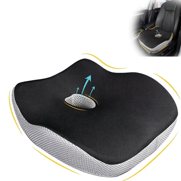 Memory Foam Car Seat Cushion for Short Drivers & Pain Relief, Tailbone Support Pad, Ergonomic Coccyx Pillow for Office Chair, Wheelchair, Truck(18.1"x16.57")