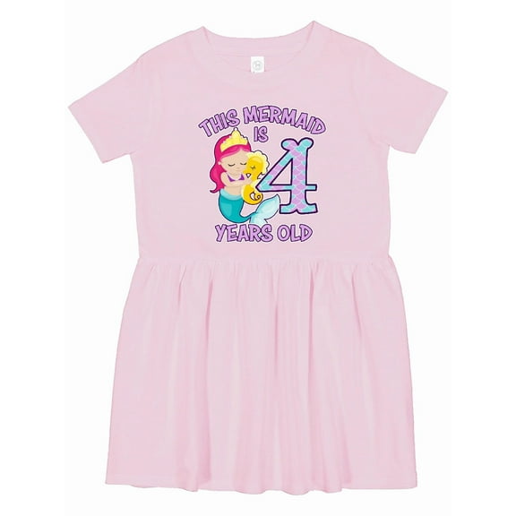 Inktastic This Mermaid is 4 Years Old Girls Toddler Dress