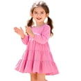 thumbnail image 5 of Vividxx Girls Dresses Long Sleeve Fall Dress Ruffle A-Line Cute Casual Dress Solid Color Daily Wear Party 7-8 Years, 5 of 5