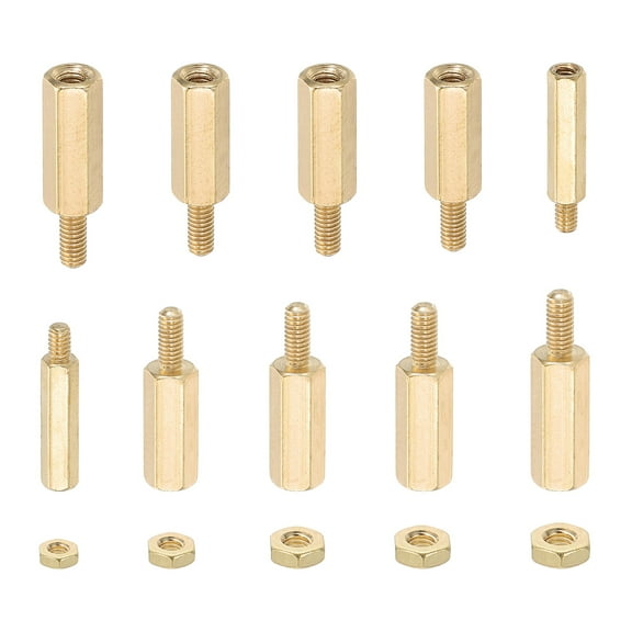 M2 M2.5 M3 M4 M5 10 3mm 10 6mm 15 7mm Standoff Screws, 200Pcs Male to Female Hex Brass PCB Standoff Spacer Screw Nut Assortment Kit for PCB Computer Circuit Board, Golden