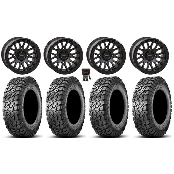 System 3 SB-9 Bdlk 15"Wheels Matte Bk 32" Predator Tires SportsmanRZRRanger