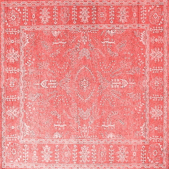 Ahgly Company Indoor Square Oriental Red Industrial Area Rugs, 7' Square