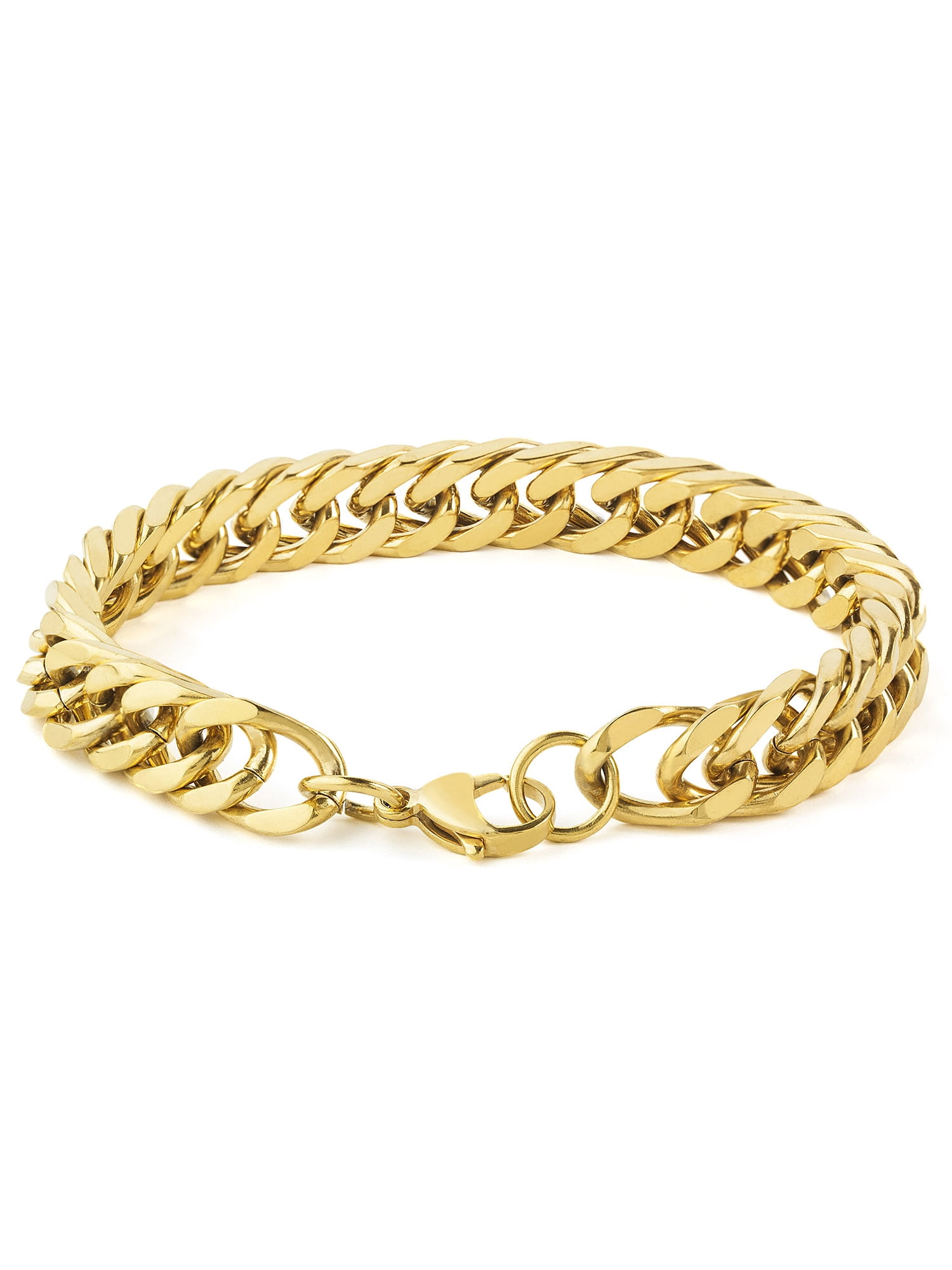 Crucible Jewelry Men's Curb Link Chain Gold Plated Steel Bracelet - 8"