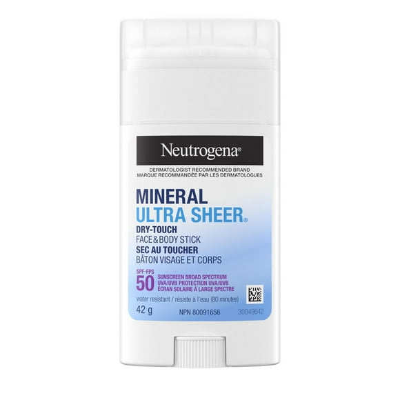 Neutrogena Mineral Ultra Sheer Dry-Touch Face & Body Stick SPF 50 - With Vitamin E - Sun Protection - Zinc Oxide, 42 g