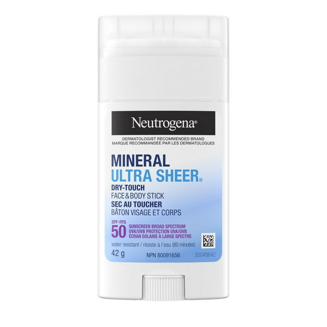 Neutrogena Mineral Ultra Sheer Dry-Touch Face & Body Stick SPF 50 - With Vitamin E - Sun Protection - Zinc Oxide