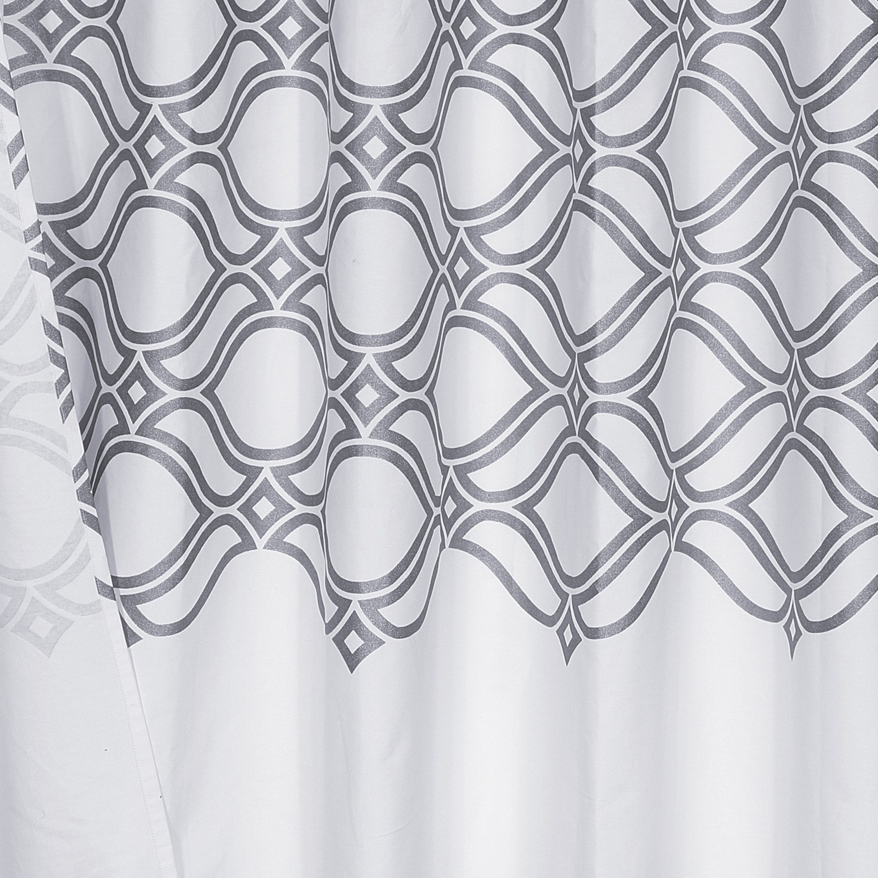 Diamonte Printed 100% Cotton 70" x 72" Shower Curtain in Silver