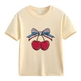 thumbnail image 3 of Generic Girls 4th of July Coquette Cherry Shirts Short Sleeve USA Flag Graphic T-Shirt Independence Day Blouse for 2-13 Years, 3 of 3