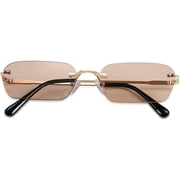 FEISEDY Retro Small Narrow Rimless Sunglasses Clear Eyewear Vintage Rectangle Sunglasses for Women Men B2643