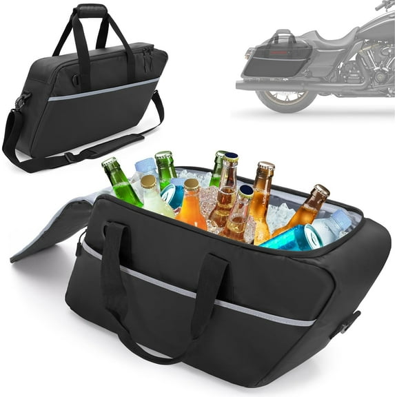 Leakproof Motorcycle Saddlebag Cooler Bag, Insulated Saddle Bag Insert Cooler Compatible with Harley Davidson 1993-2022 Touring Hard Saddlebag, Waterproof Motorcycle Beverage Cooler Bag, 1 Bag