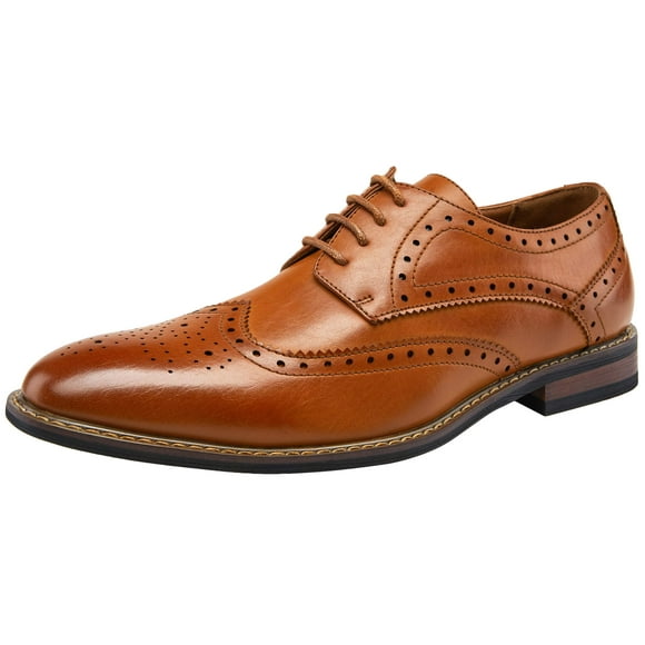 Jousen Mens Dress Shoes Wingtip Brogue Oxford Formal Shoes for Men Business Derby Shoes (AMY601 Yellow Brown 8)
