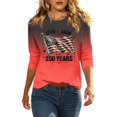 thumbnail image 5 of Fabrcox S-5XL 250 Th Anniversary of USA Shirt 1776-2026 Flag Print Gradient 3/4 Length Sleeve Womens Tops Celebration Freedom Patriotic 4th of July Shirt for Women Red L, 5 of 6