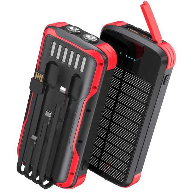 Banco de energía solar SOXONO 40000mAh con carga rápida PD 20W rojo