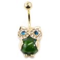 thumbnail image 1 of Button Ring with Owl Design Large Precious Stone and CZ Gems 14ga, 1 of 9