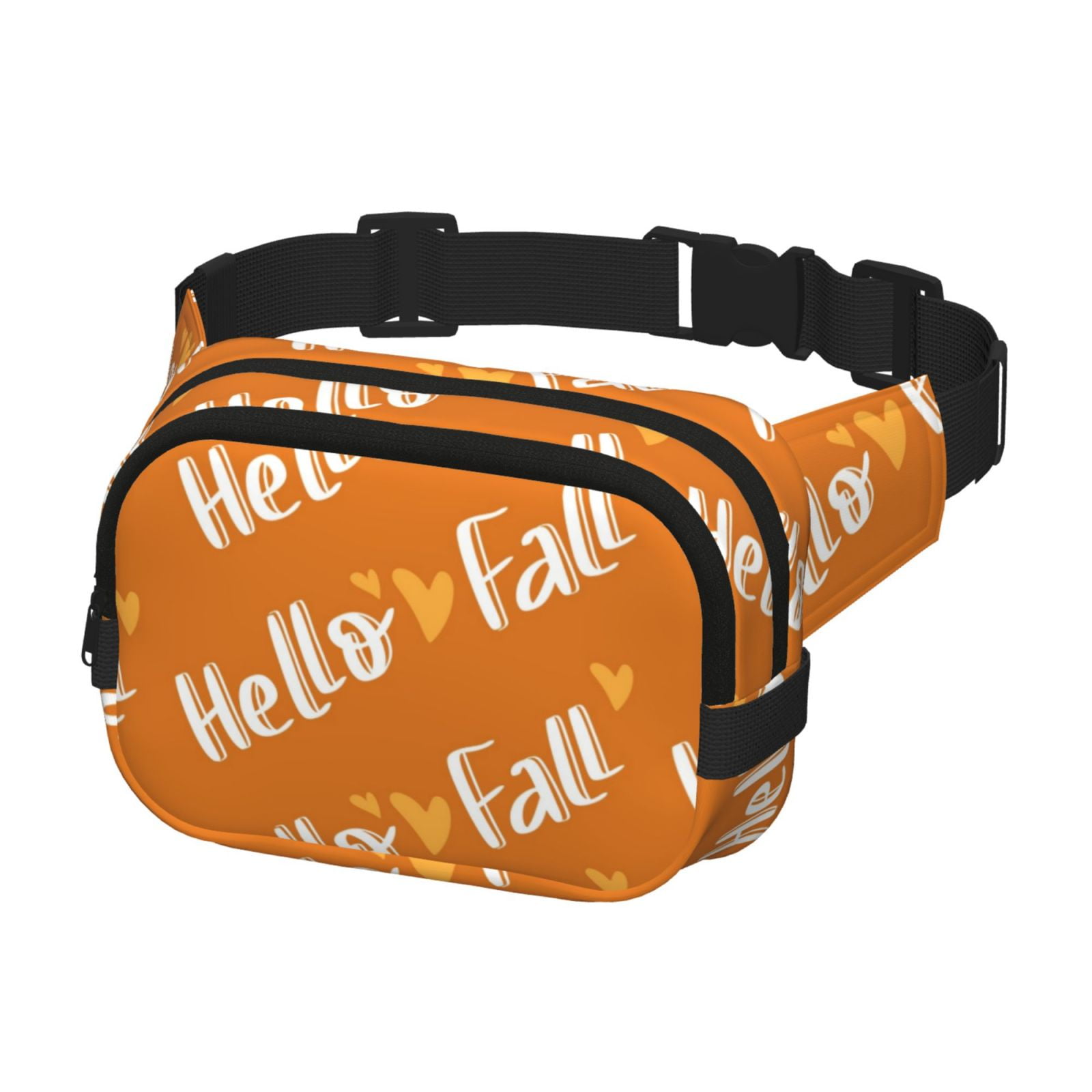 Picia Hello Fall Print Square Double-Layer Waist Bag Mini Adjustable Waist Belt Bag Exercise Running Travel Hiking