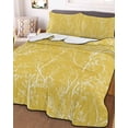 thumbnail image 3 of Quilts Twin Size Bedding Set, Yellow Botanical Lightweight Quilted Comforter, Vintage Floral Plants Branch Soft Reversible Bedspread Coverlet with Pillow Covers for All Season, 68" x 86", 3 of 7