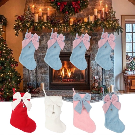 Honeplcked Christmas Stockings, Classic Pink Knitted Christmas Stockings for Fireplace, Christmas Tree, Christmas Decorations Gift for Family Kids on Clearance