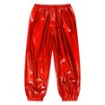 thumbnail image 6 of Xnihocha Kids Girls Metallic Jazz Dance Outfit Short Sleeve Sparkly T-shirt and Pants Shiny Hip Hop Dancewear Red 110, 6 of 7