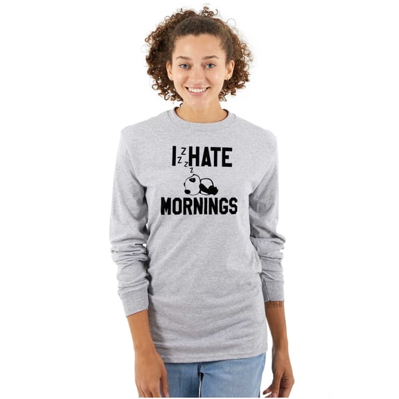 I Hate Mornings Sleeping Panda Long Sleeve TShirt Men Women Brisco Brands S