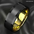 thumbnail image 2 of Tungsten Rings for Men Wedding Bands for Him Womens Wedding Bands for Her 8mm Black Gold Polished Brushed Comfort-fit, 2 of 6