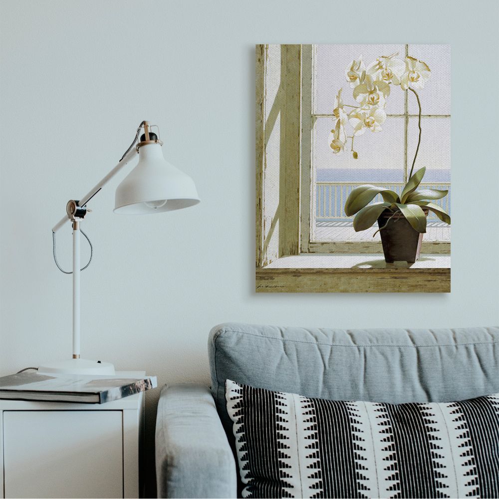 Stupell Industries White Orchid in Window Realistic Coastal Painting Canvas Wall Art Design by Zhen-Huan Lu, 30" x 40"