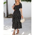 thumbnail image 4 of Vestido casual BTFBM para mujer con cuello cuadrado y manga abullonada, 4 of 9