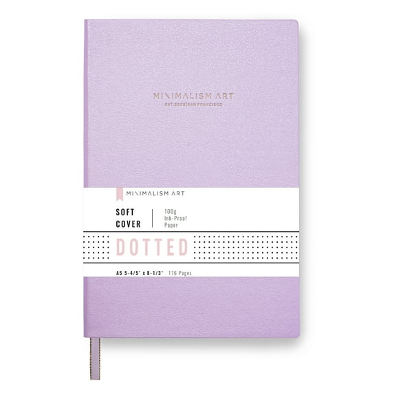 Minimalism Art, Classic Soft Cover Notebook Journal, Medium Size, A5 5.8" x 8.3", 176 Pages, Premium Thick Paper 100gsm, Fine PU Leather, Ribbon Bookmark, San Francisco (Dotted, Pink)
