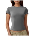 thumbnail image 1 of Women Short Sleeve T Shirts Going Out Tops Polyester Spandex Flattering For Various Occasions, 1 of 4
