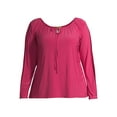 thumbnail image 3 of Ella Samani Women's Plus Size Tie Front Long Sleeve Top, 3 of 6