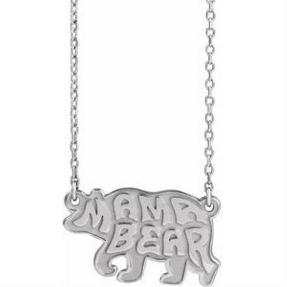 Auriga Fine Jewelry 925 Sterling Silver Mama Bear 18" Necklace for Women